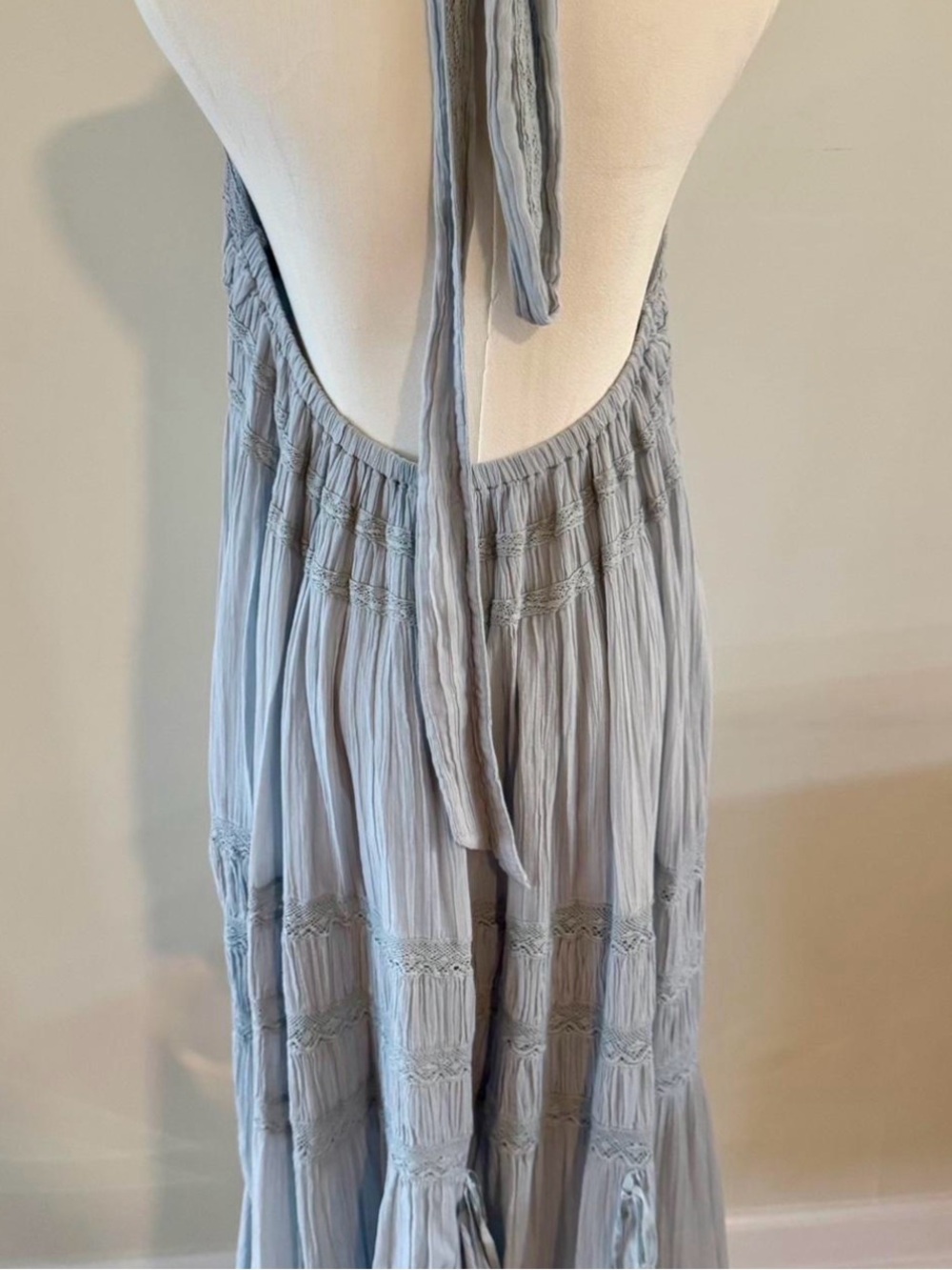 Free People Pale Blue Halter Tiered Maxi Dress - Picture 2 of 6